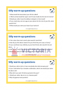 Speaking cards (silly warm-up questions)