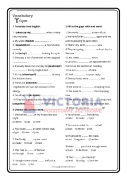 Vocabulary Gym – karty pracy (słownictwo)
